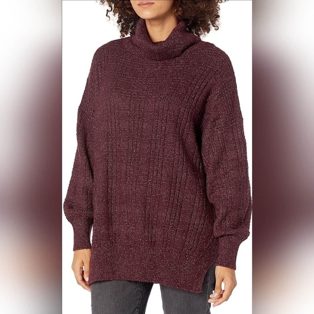 Lucky Brand Women's Long Sleeve Turtleneck Textured Stitch Sweater Sz M